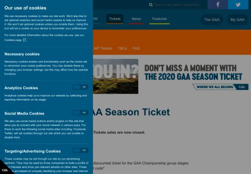 
                            2. GAA Season Ticket - GAA.ie