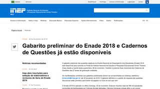 
                            8. Gabarito preliminar do Enade 2018 e Cadernos de Questões já estão ...