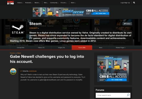 
                            8. Gabe Newell challenges you to log into his account. - Steam ...