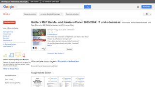 
                            13. Gabler / MLP Berufs- und Karriere-Planer 2003/2004: IT und ... - Google Books-Ergebnisseite