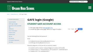 
                            4. GAFE login (Google) - Upland High School - School Loop