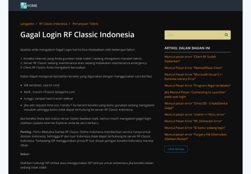 
                            2. Gagal Login RF Classic Indonesia – Lytogame
