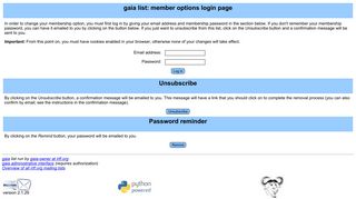 
                            9. gaia list: member options login page
