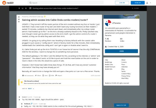 
                            9. Gaining admin access into Cable Onda combo modem/router? : Panama ...
