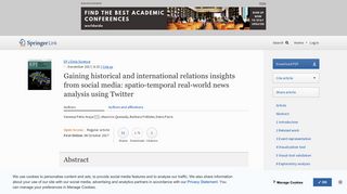 
                            8. Gaining historical and international relations insights ... - Springer Link