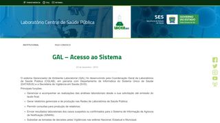 
                            10. GAL – Acesso ao Sistema | Laboratório Central de Saúde Pública