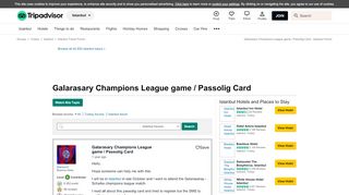 
                            11. Galarasary Champions League game / Passolig Card - Istanbul ...