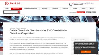 
                            13. Galata Chemicals übernimmt das PVC-Geschäft der Chemtura ...
