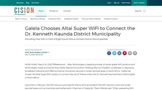 
                            8. Galela Chooses Altai Super WiFi to Connect the Dr. Kenneth Kaunda ...