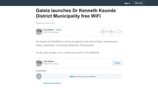 
                            10. Galela launches Dr Kenneth Kaunda District Municipality free WiFi