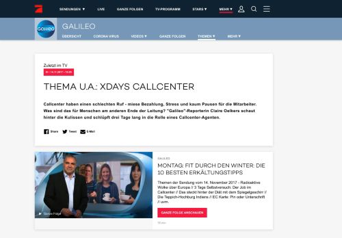 
                            6. Galileo - Thema u.a.: XDays Callcenter - ProSieben