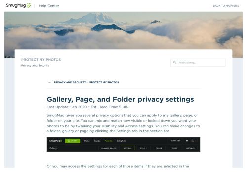 
                            6. Gallery, page, and folder privacy settings - SmugMug