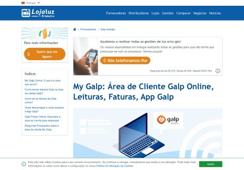 
                            5. Galp Energia Online: Área de Cliente myGalp, Gestões, Login, Leituras
