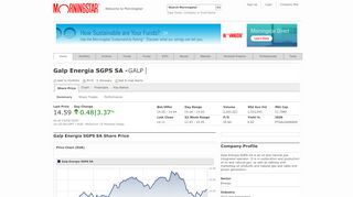 
                            12. Galp Energia SGPS SA Share Price | GALP | Morningstar