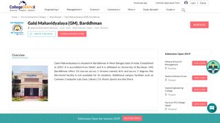 
                            11. Galsi Mahavidyalaya (GM), Barddhman - 2019 Admission, Courses ...