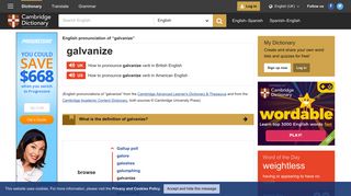 
                            8. GALVANIZE | Pronunciation in English - Cambridge Dictionary