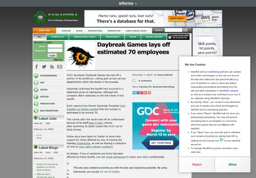 
                            10. Gamasutra - Daybreak Games lays off estimated 70 employees
