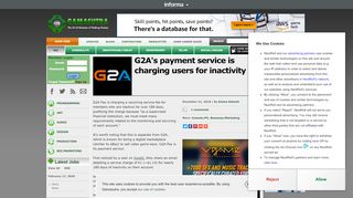 
                            10. Gamasutra - G2A's payment service is charging users for inactivity