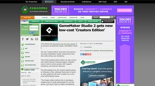 
                            8. Gamasutra - GameMaker Studio 2 gets new low-cost 'Creators Edition'