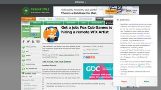 
                            13. Gamasutra - Get a job: Fox Cub Games is hiring a remote VFX Artist