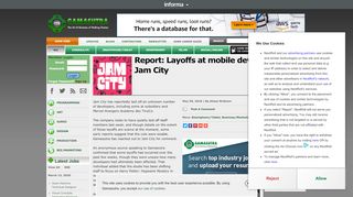 
                            8. Gamasutra - Report: Layoffs at mobile dev Jam City