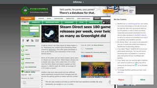 
                            12. Gamasutra - Steam Direct sees 180 game releases per week, over ...