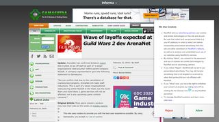 
                            13. Gamasutra - Wave of layoffs expected at Guild Wars 2 dev ArenaNet