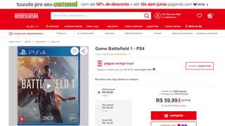 
                            10. Game Battlefield 1 - PS4 nas Lojas Americanas.com