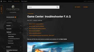 
                            6. Game Center: troubleshooter F.A.Q | Game Center - Wargaming