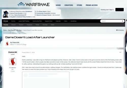 
                            4. Game Doesn't Load After Launcher - PC Bugs - Warframe Forums