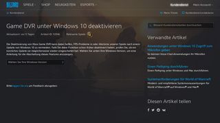 
                            8. Game DVR unter Windows 10 deaktivieren - Blizzard-Kundendienst