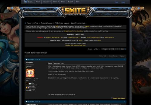 
                            1. Game Freeze on login - Smite Forums