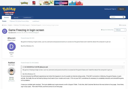 
                            5. Game Freezing in login screen - Technical Support - Pokémon TCG ...
