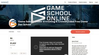 
                            5. Game School Online is creating Free Game Dev Education | Patreon