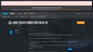 
                            13. Game server connection failed FIX - Overwatch Forums - Blizzard ...