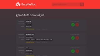 
                            4. game-tuts.com passwords - BugMeNot