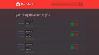 
                            7. gamekingindia.com passwords - BugMeNot