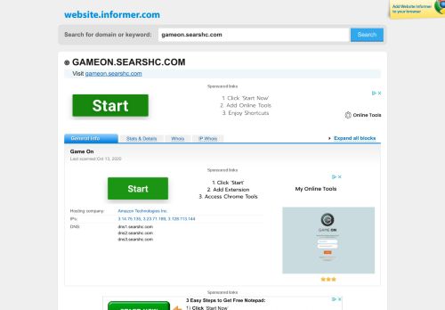 
                            4. gameon.searshc.com at Website Informer. Game On. Visit Game On ...