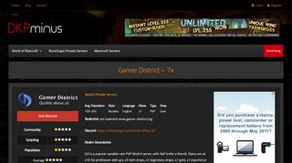 
                            9. Gamer District – 7x WoW Private Server - DKPminus