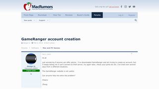 
                            7. GameRanger account creation | MacRumors Forums