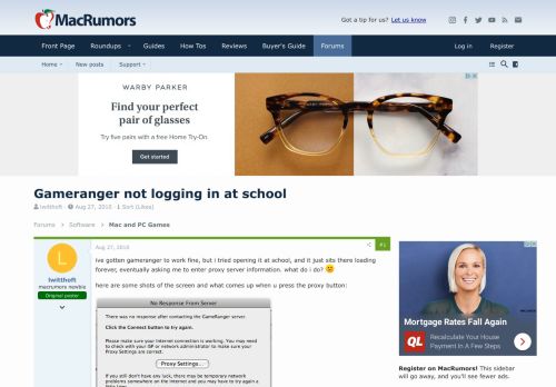 
                            13. Gameranger not logging in at school | MacRumors Forums