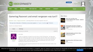 
                            12. Gamertag Passwort und email vergessen was tun?? - Xboxdynasty