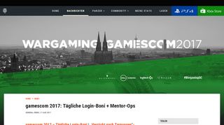 
                            7. gamescom 2017: Tägliche Login-Boni + Mentor-Ops | World of Tanks ...