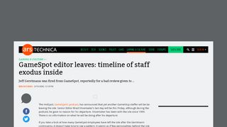 
                            10. GameSpot editor leaves: timeline of staff exodus inside | Ars Technica
