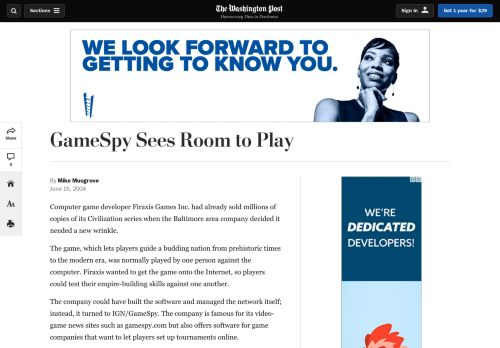 
                            12. GameSpy Sees Room to Play - The Washington Post