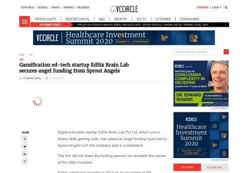 
                            5. Gamification ed-tech startup EdSix Brain Lab secures angel funding ...