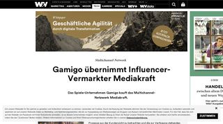 
                            7. Gamigo übernimmt Influencer-Vermarkter Mediakraft | W&V