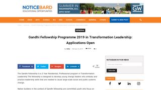 
                            9. Gandhi Fellowship Programme 2019 in Transformation Leadership ...