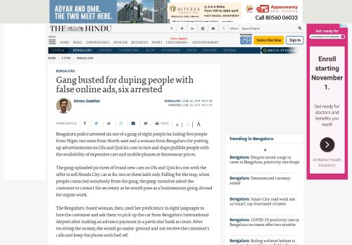 
                            6. Gang busted for duping people with false online ads, six arrested ...