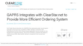 
                            11. GAPRS Integrates with ClearStar.net to Provide More Efficient ...